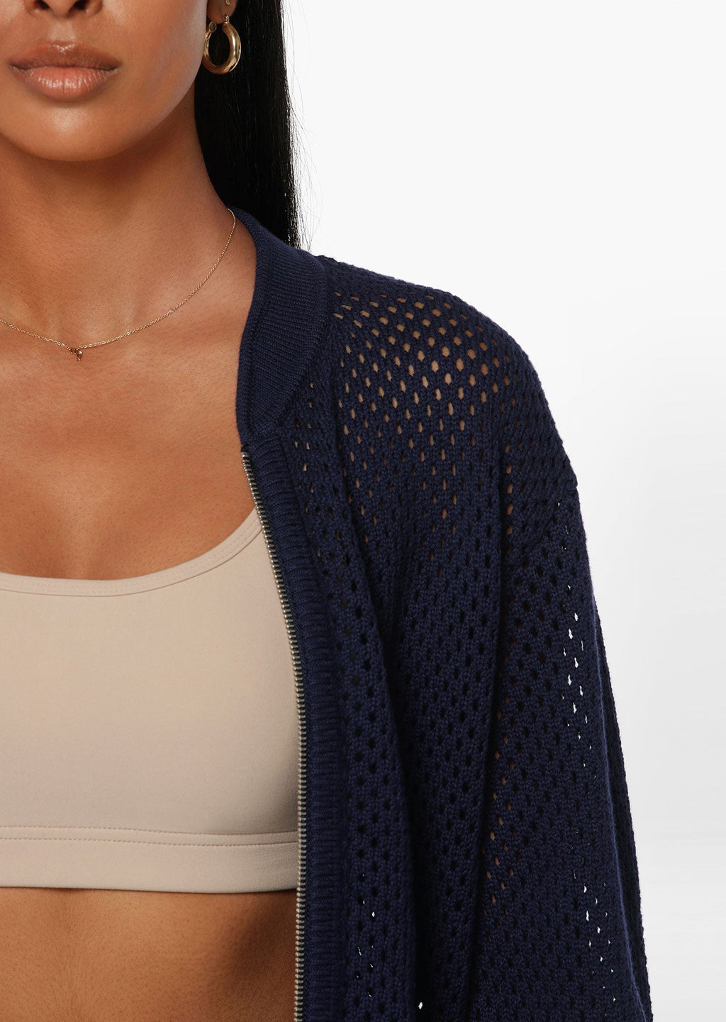 Contrast Knit Sports Zip Thru