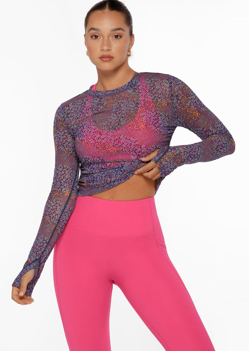 Midnight Ditsy Active Long Sleeve Mesh Top