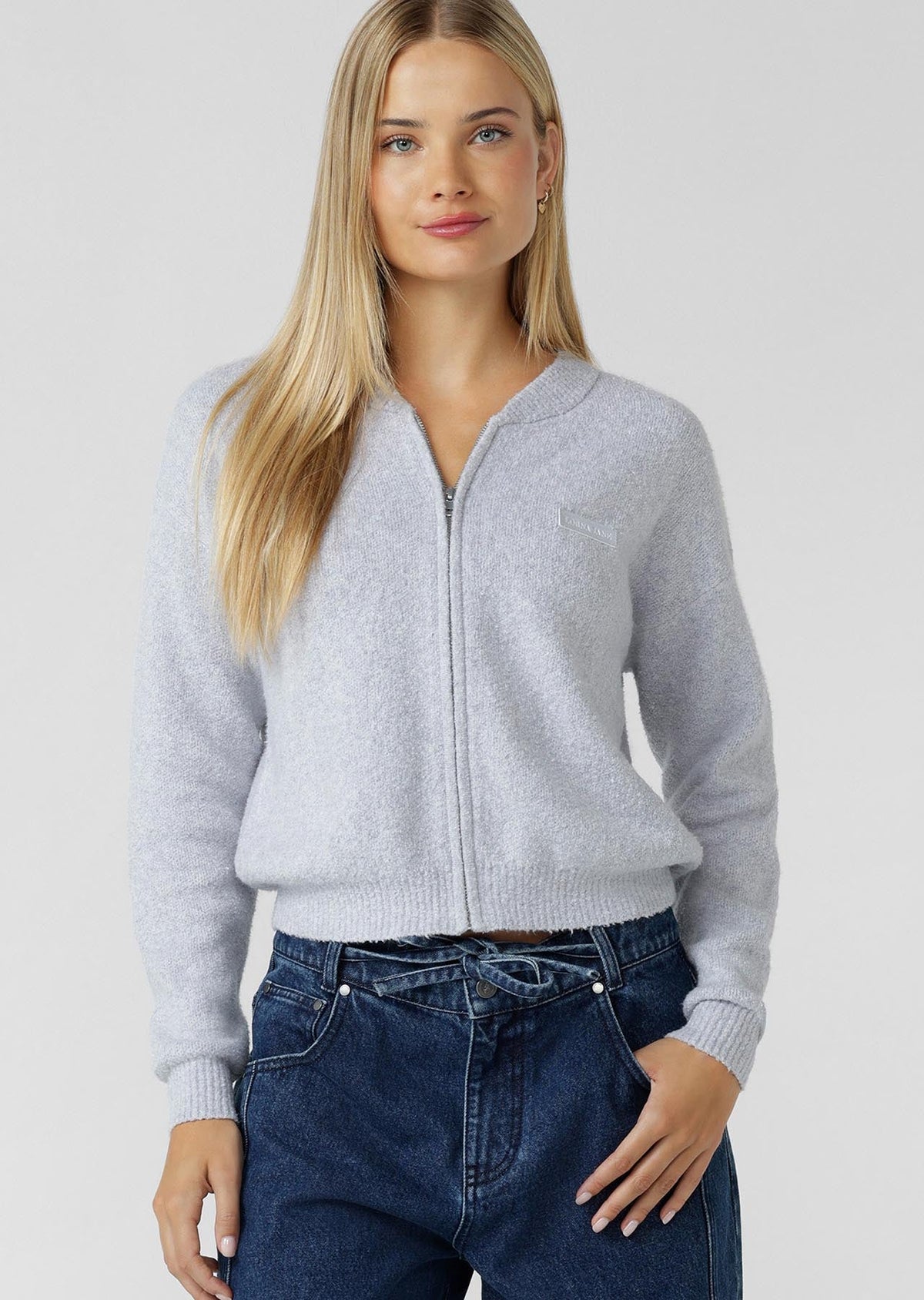 Boucle Knit Bomber Jacket