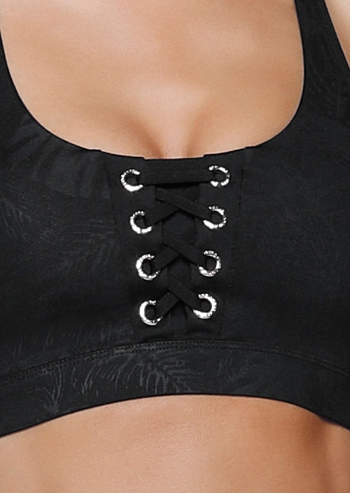 Black Luxe Palm Sports Bra