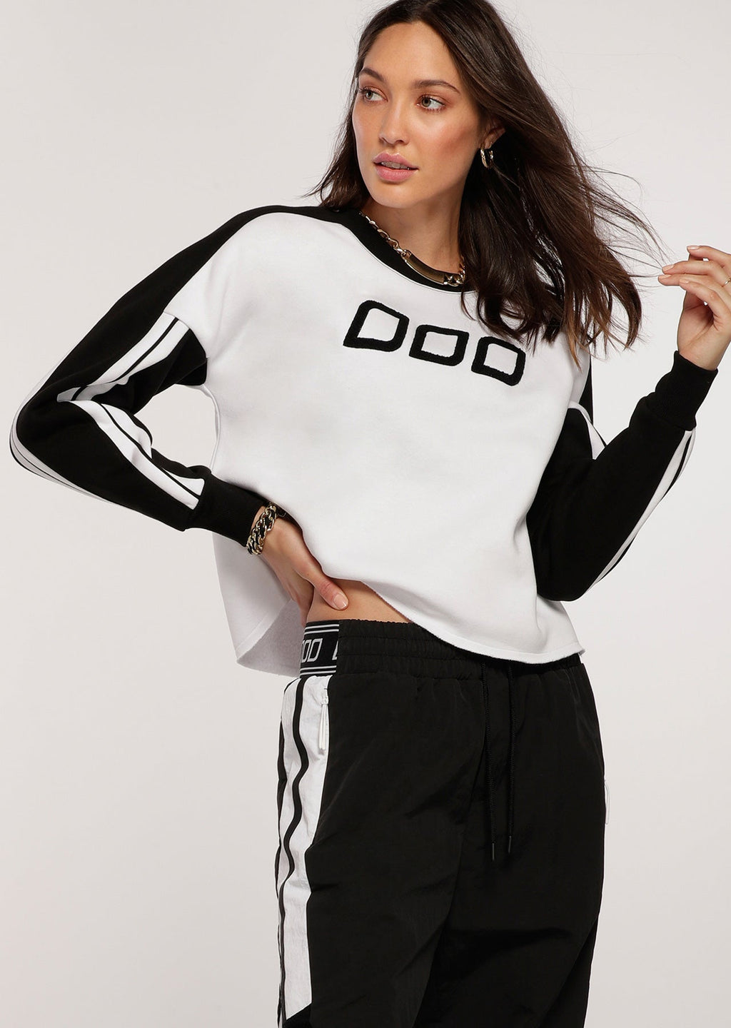 Colour Block Cropped Sweat