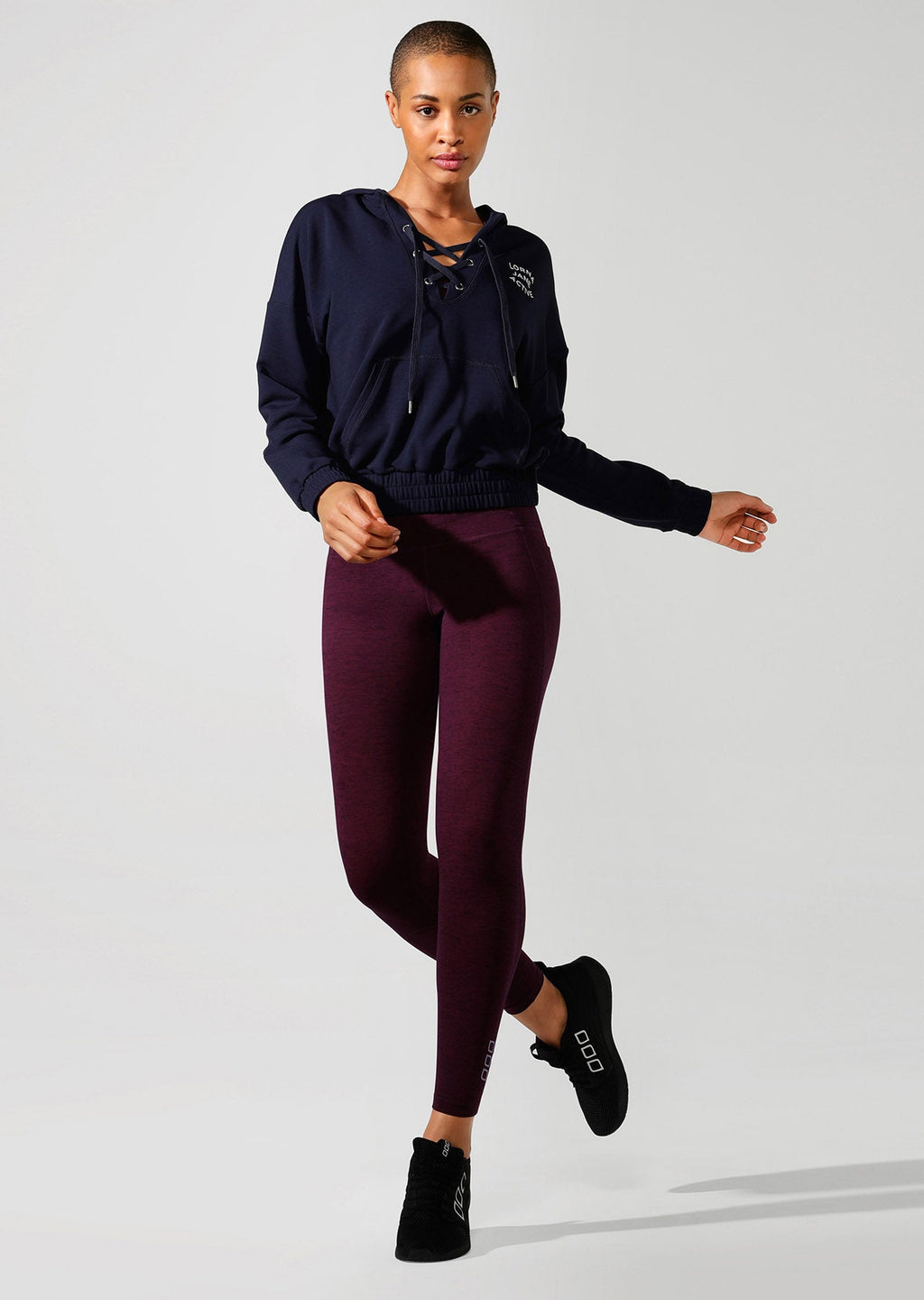 Lace Up Cropped Active Hoodie