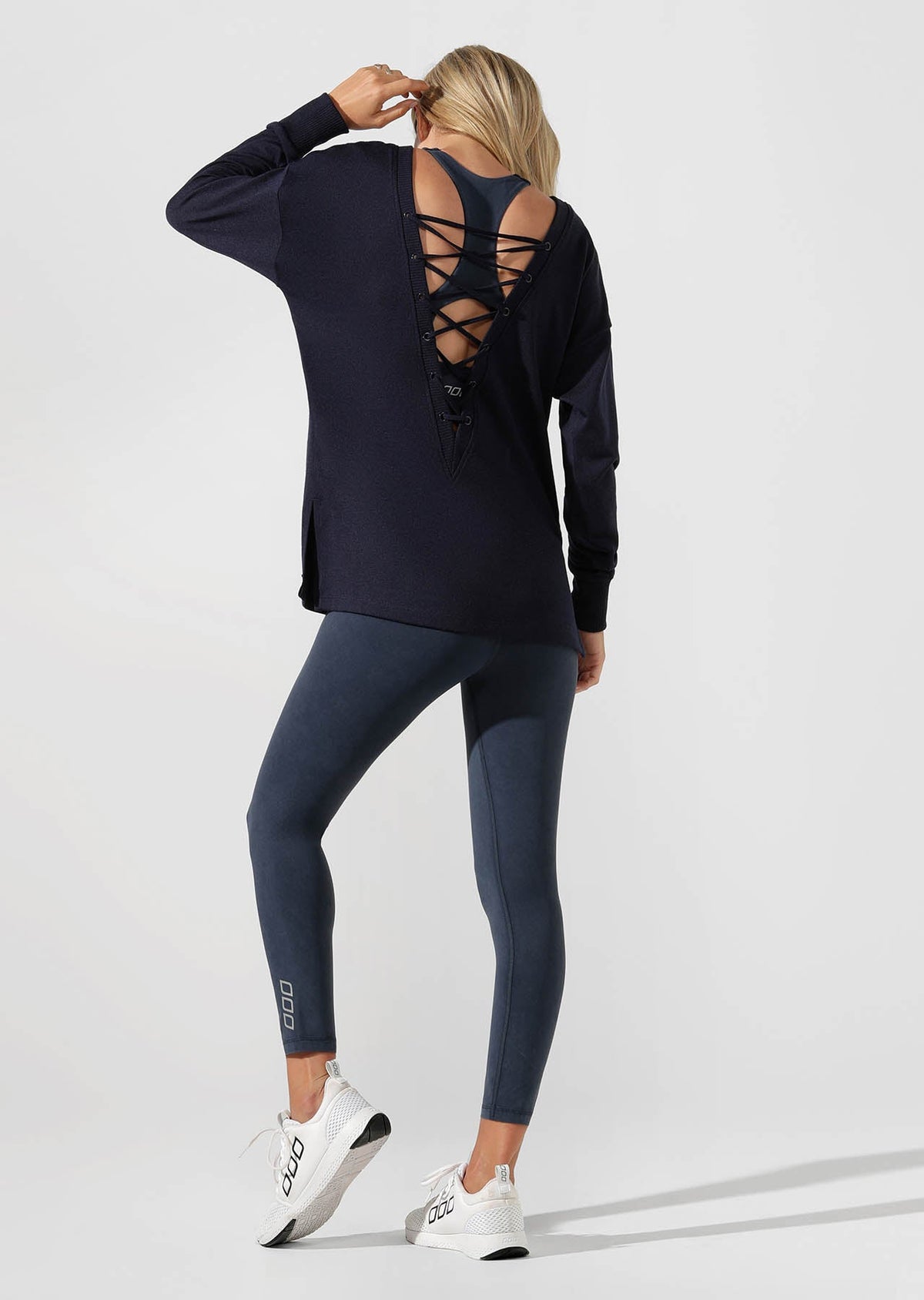 Lacy Open Back Long Sleeve Top