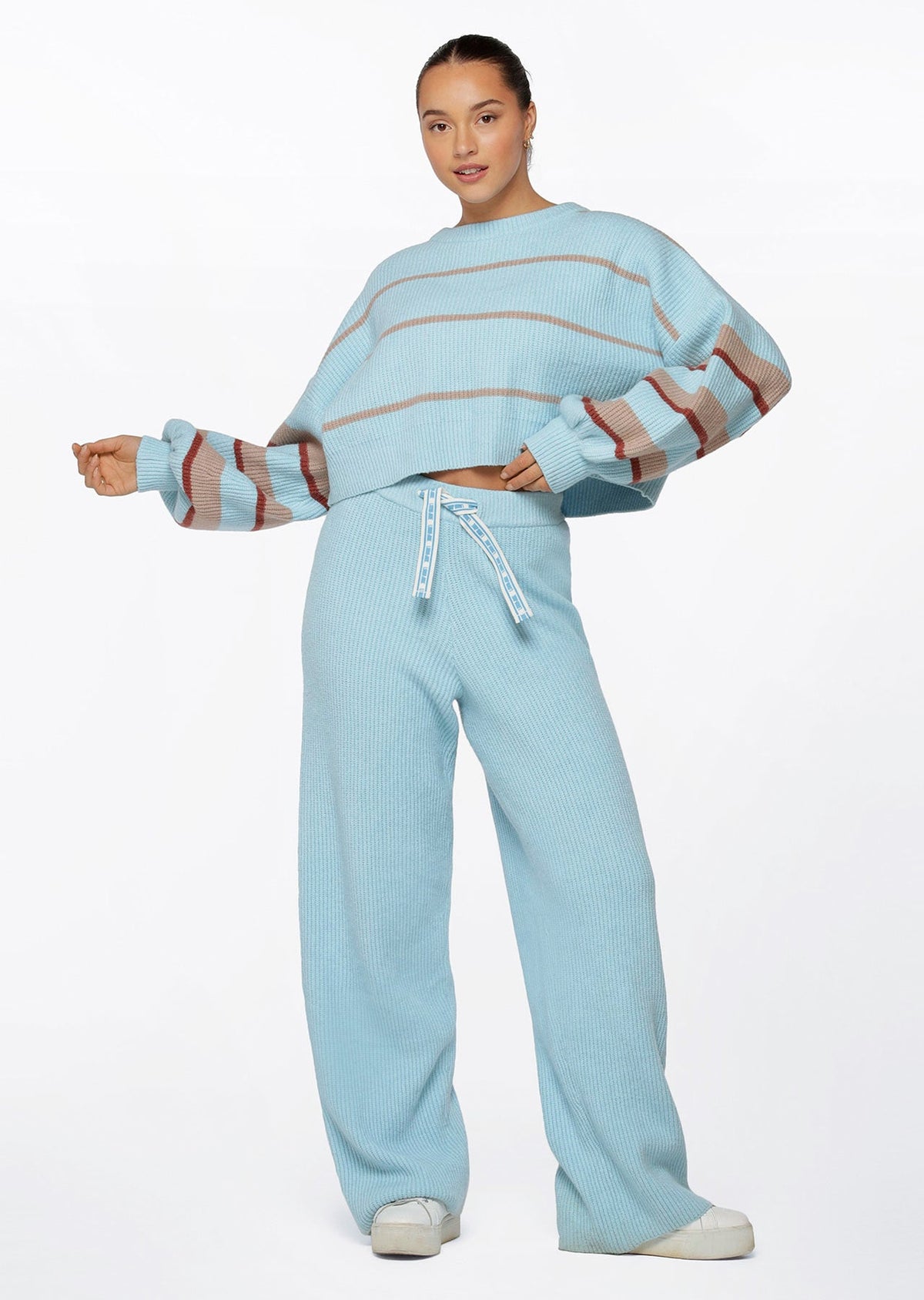 Merino Blend Cropped Stripe Knit
