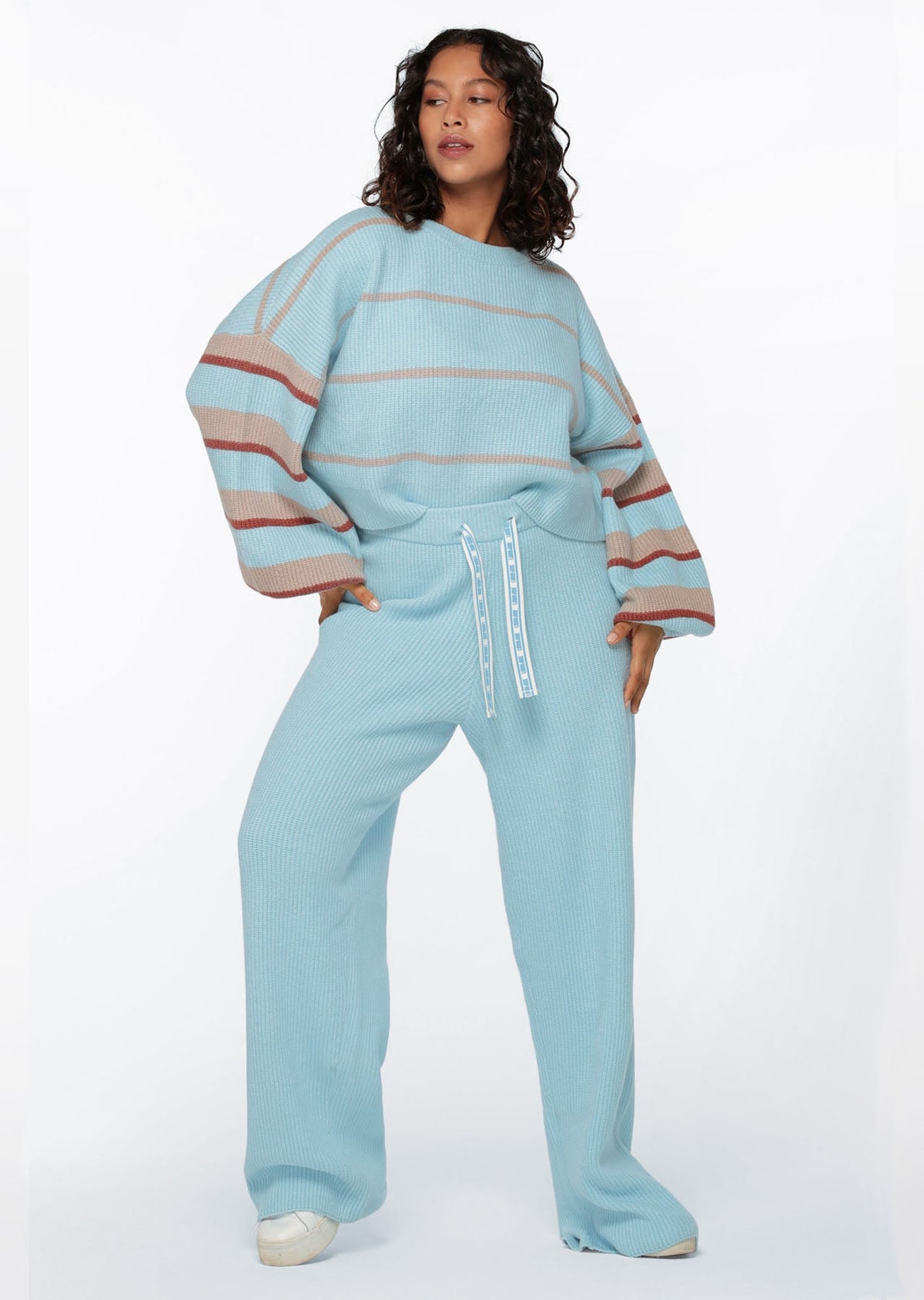 Merino Blend Knit Wide Leg Pants