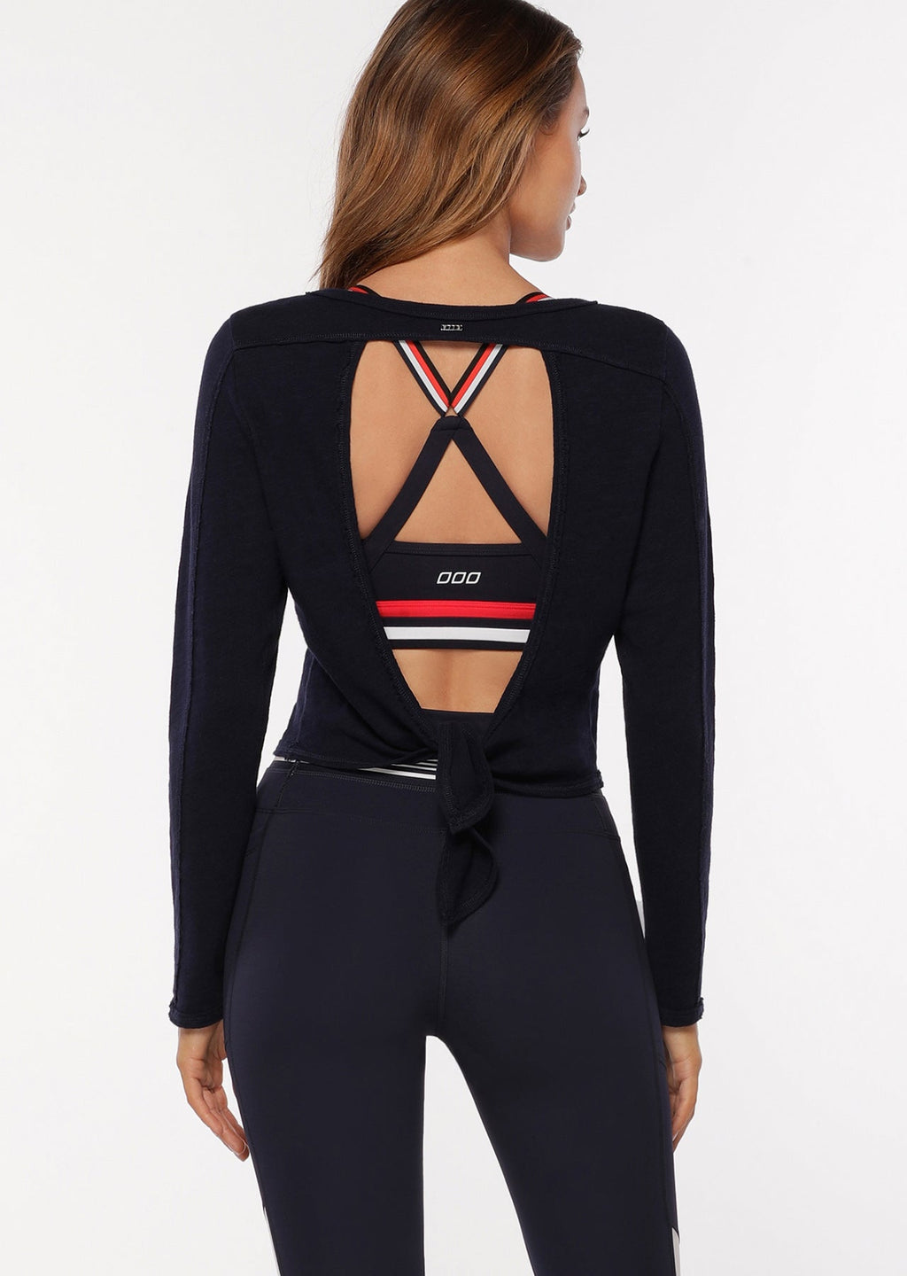 Open Back Cropped Long Sleeve Top