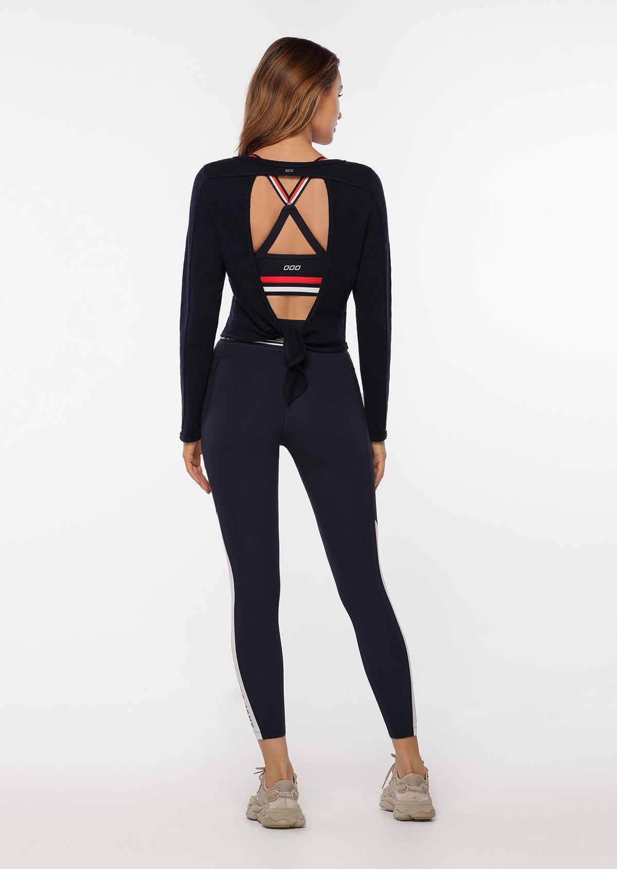 Open Back Cropped Long Sleeve Top