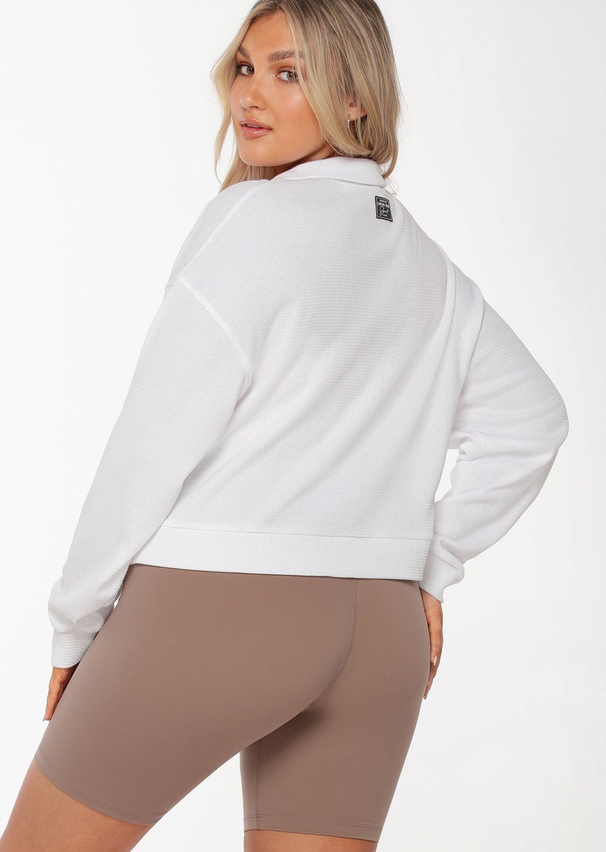 Polo Cropped Long Sleeve Top