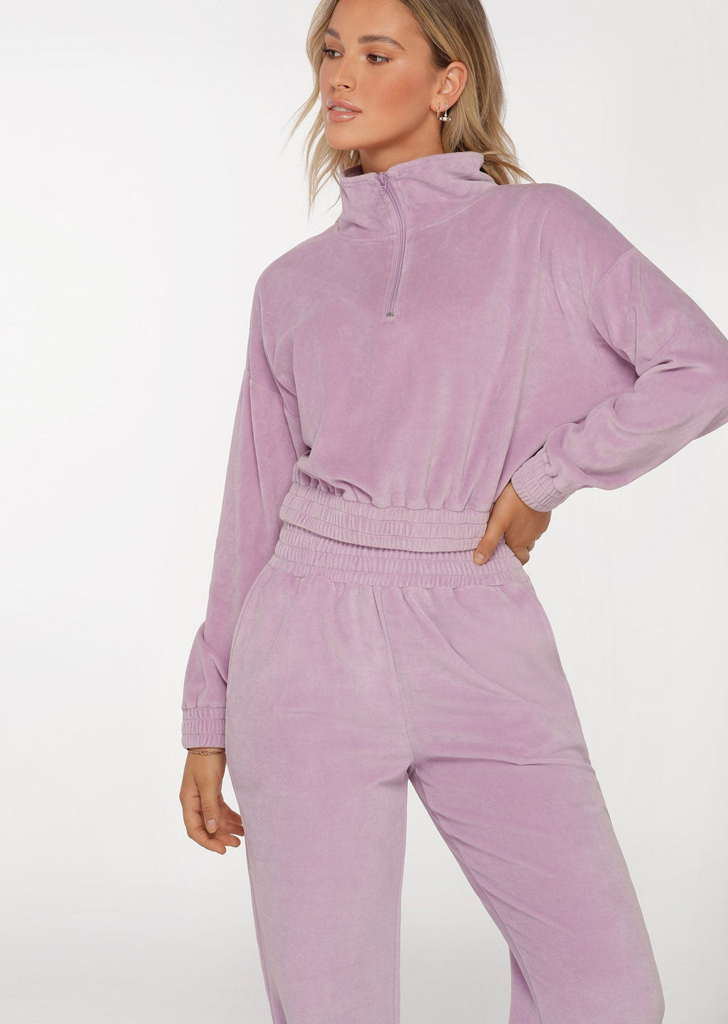R & R Velour Quarter Zip Sweat